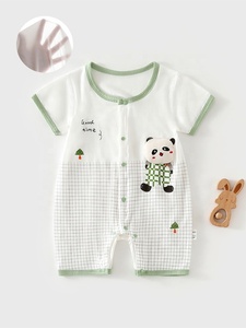 Vente directe d'usine de vêtements d'été une pièce. Pyjama bébé une pièce à manches courtes en coton, frais et rafraîchissant. - Product Image 6