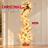 Décorations murales LED de Noël en gros : Rennes dorés volants, nuages et étoiles lumineuses pour l'ambiance des fêtes à la maison, dans le salon et sur les escaliers