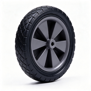 7x1.5 Inch Flat Free Solid Rubber <b>Wheel</b> Knobby Tread Grey <b>Plastic</b> Rim <b>Wheel</b> for Hand Truck Trolley Utility Cart - Product Image 3