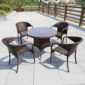 Commercio all'ingrosso in magazzino scontato in vimini rattan ristorante esterno tavolo <span class=keywords><strong>da</strong></span> pranzo <span class=keywords><strong>e</strong></span> sedia PE rattan set di mobili <span class=keywords><strong>da</strong></span> caffè - Product Image 2