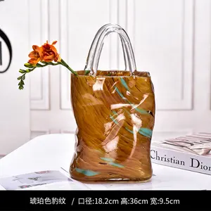 Bolso de mano creativo de vidrieras irregulares con jarrones de cristal para decoración del hogar