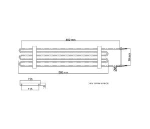 Éléments chauffants résistifs Hotstar OEM 730-11 230V 3000W 8Q MM en acier inoxydable pour chauffage d'air industriel et de cuisine, écologiques, garantie 2 ans - Product Image 1
