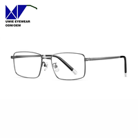 Lunettes optiques rectangulaires en titane sur mesure OEM, taille 55-17-148, anti-lumière bleue, pour adultes unisexes, producteur professionnel