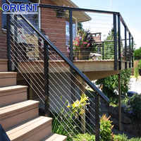 Pont à faible entretien de qualité supérieure en acier inoxydable corde 42 "balustrade en aluminium poteau main courante noir balcon câble clôture garde-corps