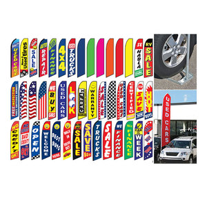 Bandera de plumas de lavado de coches de publicidad de Metal de acero para exteriores de poliéster de alta resistencia Bandera de Base de neumático de coche plegable - Product Image 2