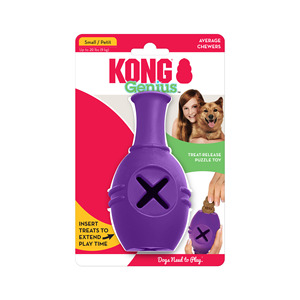 Jouet à mâcher résistant en caoutchouc naturel KONG LEO Genius pour petits chiens, jouet interactif pour cacher de la nourriture, pour le nettoyage des dents et le soulagement de l'anxiété - Product Image 3