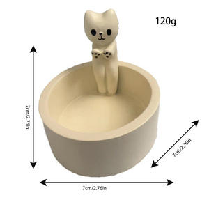 Portavelas de Resina Epoxi con Diseño de Gatito de Dibujos Animados, Adorno Religioso Ecológico para el Hogar - Product Image 1