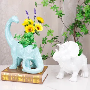 Redeco Hot Sale Dinosaur Series Cartoon Animal Dinosaur Flower Pot Design Indoor Flowerpot Ceramic Plant Pots