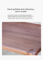 Les fabricants fournissent directement des tables de salle à manger rectangulaires modernes en bois massif de noyer, à coins arrondis, pour hôtels, 6 places, pour l'Europe du Nord.