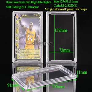 Capa de plástico transparente pequena PP PVC acrílico para cartão PSA placas CGC de beisebol para Pokémon Caso porta-cartões ultrassônico