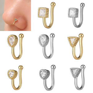 Mode laiton or argent couleur en forme de U Zircon Clip sur <span class=keywords><strong>anneau</strong></span> de nez réglable <span class=keywords><strong>Piercing</strong></span> bijoux géométrique cristal pince-nez - Product Image 5