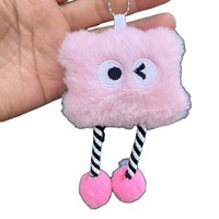 Porte-clés Nuage en Peluche Doux et Mignon, Mini Créatif, en Fourrure, Brodé, Forme Cube, Jouet pour Bébé, Cadeau, Accessoire de Sac à Dos, Vente en Gros
