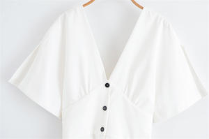 GX2512 Boutique 2025 Sexy Street Wear abiti semplici eleganti estate donne Casual manica corta con scollo a trapezio abito <span class=keywords><strong>bianco</strong></span> da festa - Product Image 3