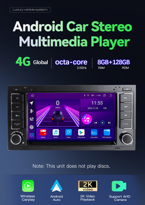 Lettore Multimediale Android 14 da 8 Core 64 GB 2 Din per Auto, Compatibile con VW/<span class=keywords><strong>Touareg</strong></span>/Transporter <span class=keywords><strong>T5</strong></span> (2004-2010), con Funzioni OBD2, Amplificatore, RGB, GPS, Lettore CD e Trasmettitore FM - Product Image 2