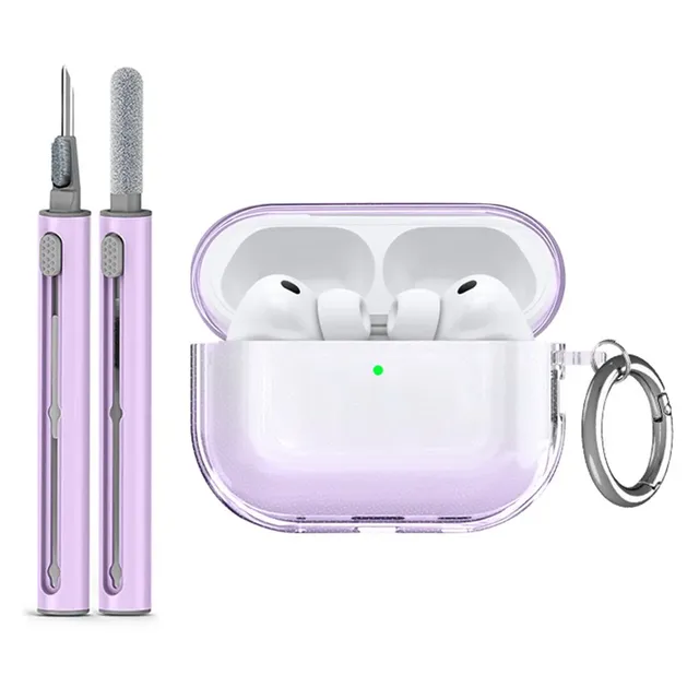 High Quality TPU Earphones Case for Airpods4G/ Airpods Pro 3 Shockproof Earphone Cover with Keychain Hook + Cleaning Brush Set