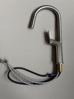 Robinet de cuisine moderne à poignée unique, rotatif, avec douchette extractible 4 fonctions, finition chromée, cartouche céramique, à poser sur comptoir