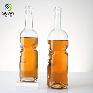 Bouteille en verre transparente artisanale de 750 ml avec bouchon en caoutchouc, forme plate, pour vodka, whisky, brandy, <span class=keywords><strong>tequila</strong></span> – Meilleures ventes - Product Image 3