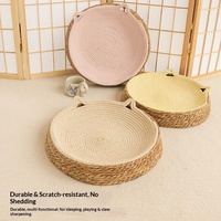 Lits pour chats en rotin rayés tendance, confortables et durables, fabriqués en corde de coton et de papyrus, adaptés à toutes les saisons et respectueux de l'environnement.