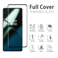 Pour OnePlus 11 Black Edge Film de protection à couverture complète pour One Plus Ace 3 2 Pro 3D Protecteur d'écran en verre trempé à flexion à chaud