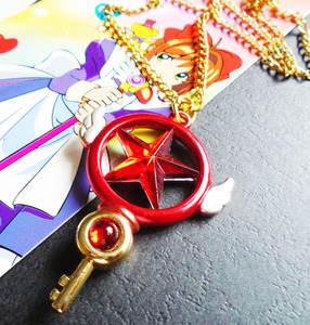 Collier et porte-clés 4 couleurs 4,5 cm avec baguette étoile <span class=keywords><strong>Sakura</strong></span> Kinomoto dorée, emballage sous blister, idéal comme cadeau - Product Image 2