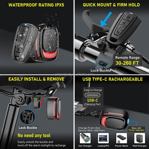 Feu arrière <span class=keywords><strong>de</strong></span> vélo intelligent LED rechargeable par USB, étanche, avec détection automatique <span class=keywords><strong>de</strong></span> freinage, feux arrière pour <span class=keywords><strong>la</strong></span> conduite nocturne - Product Image 5