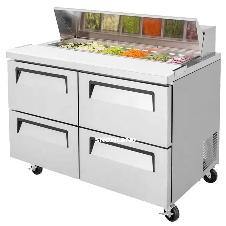 48 Inches Fan Cooling Refrigerator Four Drawers Pizza Sandwich Prep Table Freezer Refrigerator Cooler