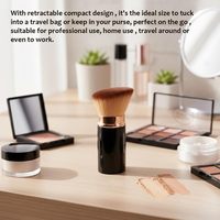 Kuas Kabuki Retractable dengan Kepala Miring, Kuas Makeup Lembut, Tutup Anti Debu, Kuas Kosmetik Portabel untuk Foundation