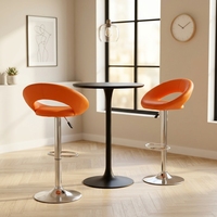 Tabouret de bar pivotant moderne orange, hauteur réglable, en cuir PU, avec base chromée et repose-pieds pour comptoir de bar, café