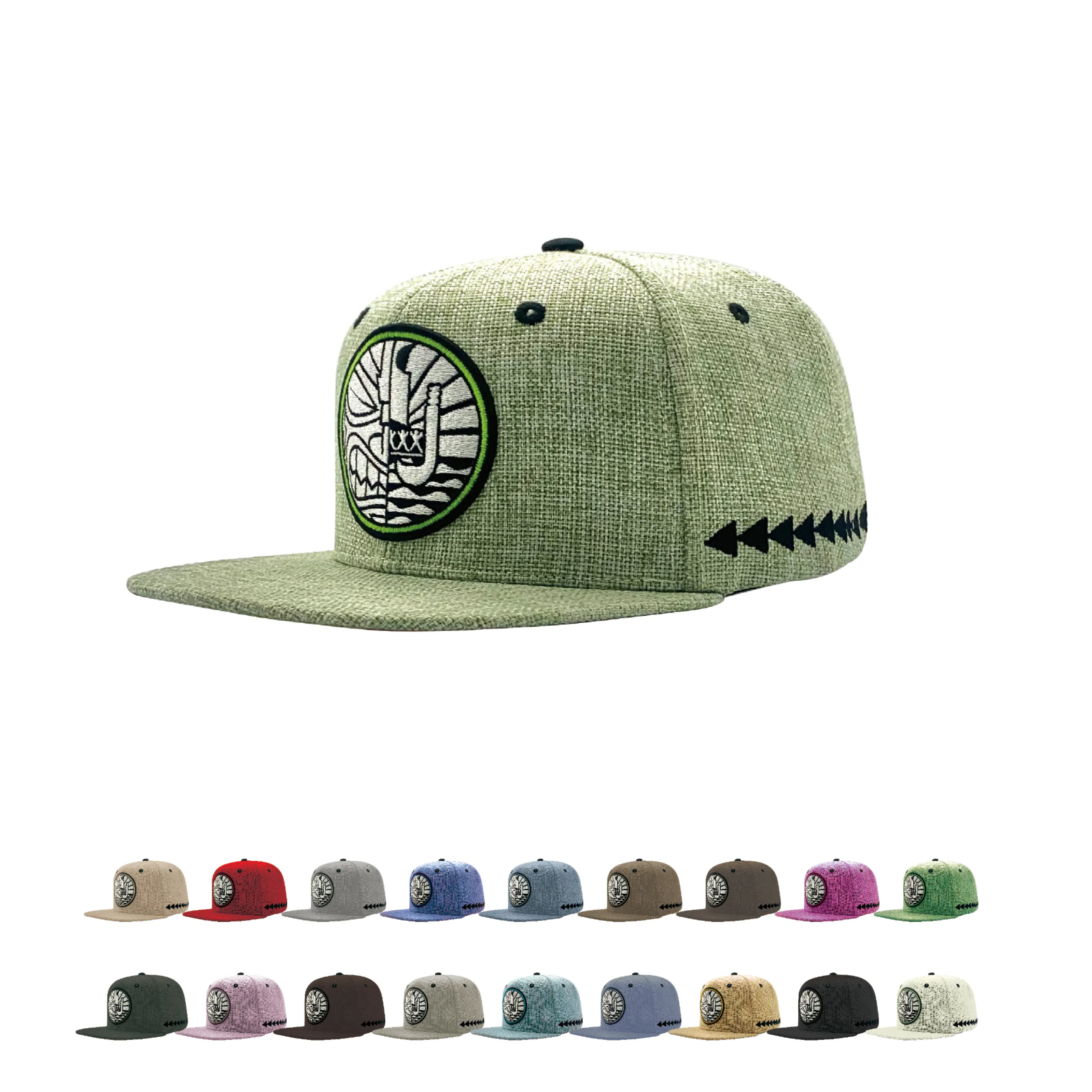 Wholesale Custom Embroidery Design Hemp Snapback Hats and Caps