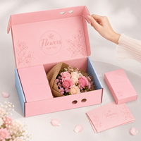 Boîte pliante personnalisée rose à motifs floraux avec insert pour fleurs, cosmétiques, aliments, cadeaux, logo imprimé, emballage de boîte cadeau pour envoi postal