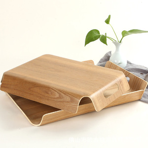 Plateau de service rectangulaire en bois de frêne Augut avec poignées pour le thé, les gâteaux, la pâtisserie et l'utilisation en cuisine - Product Image 1
