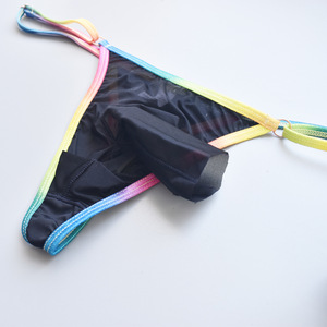 HL120 <span class=keywords><strong>Perizoma</strong></span> Elegante da Uomo in Nylon Trasparente Ultra-sottile Effetto Seta con Fibbia, Fantasia Tinta Unita, Set JJ, T-pants in Seta Ghiaccio GAY - Product Image 3