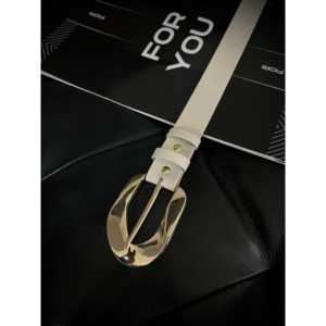 Fiori Asymmetric <b>Gold</b> Buckle Women's Leather <b>Belt</b> Casual Style Standard Fit - Product Image 3