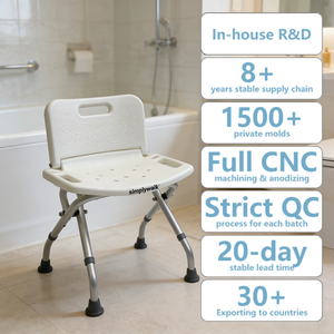 Chaise de douche pliable en alliage d'aluminium Simplywalk 136 kg <span class=keywords><strong>pour</strong></span> <span class=keywords><strong>personnes</strong></span> âgées, <span class=keywords><strong>service</strong></span> de marque privée UKCA - Product Image 1