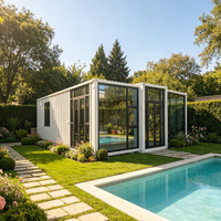 Casa Prefabricada de Lujo OEM, Villa Modular de 20 y 40 Pies, Casa Contenedor Expandible con Ventanas Francesas de Vidrio para Complejos Turísticos