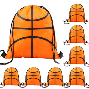 <b>Drawstring</b> <b>Backpack</b> Football Design Orange Unisex Portable Storage Bag for Kids Sports - Product Image 2