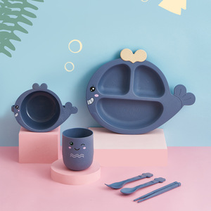 6件套儿童麦草喂养训练碗婴儿分离餐盘儿童餐具套装 - Product Image 2