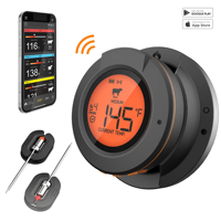 Termometer nirkabel pintar Hyperbbq AT-02, termometer kubah Bluetooth dengan 2 Probe