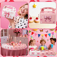 Boîte cadeau en papier rose de luxe personnalisée avec logo, boîte à poignée pour mariage, anniversaire, bonbons, emballage de friandises