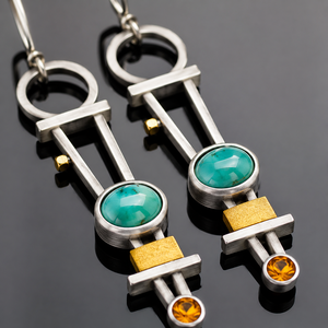 Literary <b>blue</b>-green texture <b>stud</b> <b>earrings</b>, women's retro jewelry gifts - Product Image 4