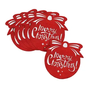6-pieces Set Unique Design Christmas Felt Drink Coasters for Christmas Hostess Gift