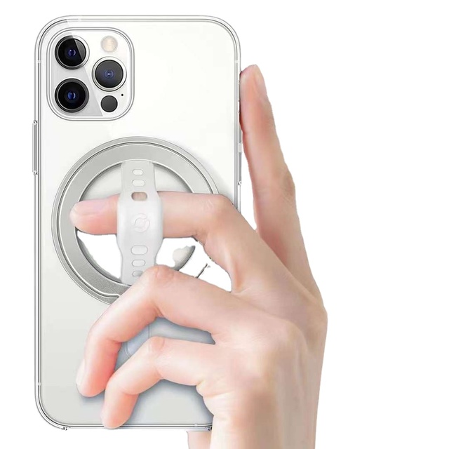 Wireless Charging Phone Grip Stand With Silicone Finger Strap Removable Adjustable Mganetic Phone Ring Holder for 14 13 Pro Max