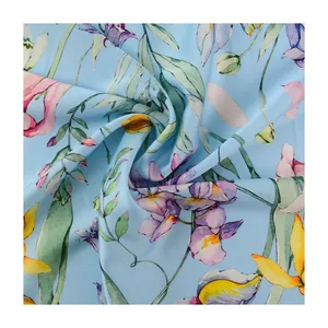 Custom Digital Various Patterns Printed Floral Designs Silky Satin Fabric For Women Clothes