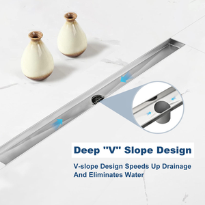 Drenaje de piso lineal de acero inoxidable 304 de 36 pulgadas Neodrain, de gran venta, con inserto para azulejos y brida, diseño moderno para baño - Product Image 4