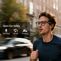 Lunettes Intelligentes IA de Traduction en Temps Réel, Design en Plastique, 3G, GPS, Android, Prise de Notes de Réunions, Photographie, Enregistrement Vidéo 1080p