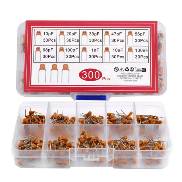 300pcs 10value Monolithic Ceramic Capacitor Assortment Kit DIY Sample Box 50v 10pf 20pf 30pf 47pf 56pf 68pf 100pf 1nf 10nf 100nf