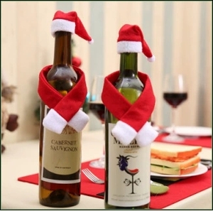 Decoraciones para botellas de <span class=keywords><strong>vino</strong></span> tinto, bufandas y gorros navideños, decoraciones para crear ambiente navideño, para botellas de <span class=keywords><strong>vino</strong></span> y botellas de bebidas. - Product Image 4