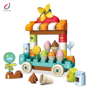 64 pièces <span class=keywords><strong>anglais</strong></span> reconnaissance vocale bricolage assemblage Snack crème glacée chariot jouet bloc de construction jouet ensemble avec lumière et musique - Product Image 4
