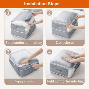Large Capacity Bedding Storage <b>Bag</b> Self Compression Foldable <b>Space</b> Saver <b>Bag</b> for King Size Comforter Pillows Sheets - Product Image 3