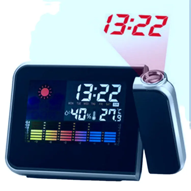High Quality Projection Alarm Clock With Rain Automatic Digital Clock With Weather Station For RoStation For Room Battery Backup